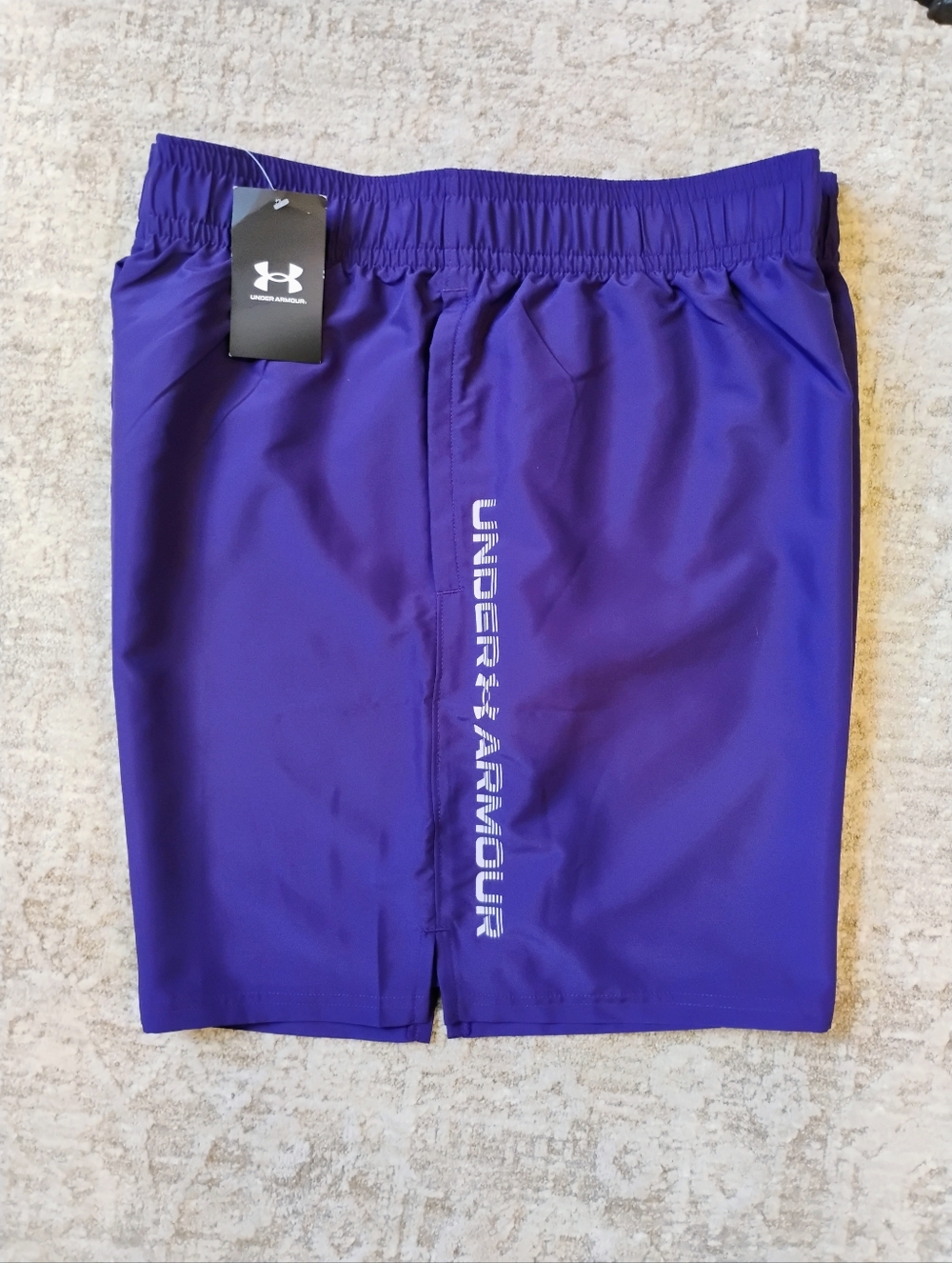 NWT 2XL Under Armour UA Tech Woven Wordmark Active Gym Workout Shorts Purple NEW